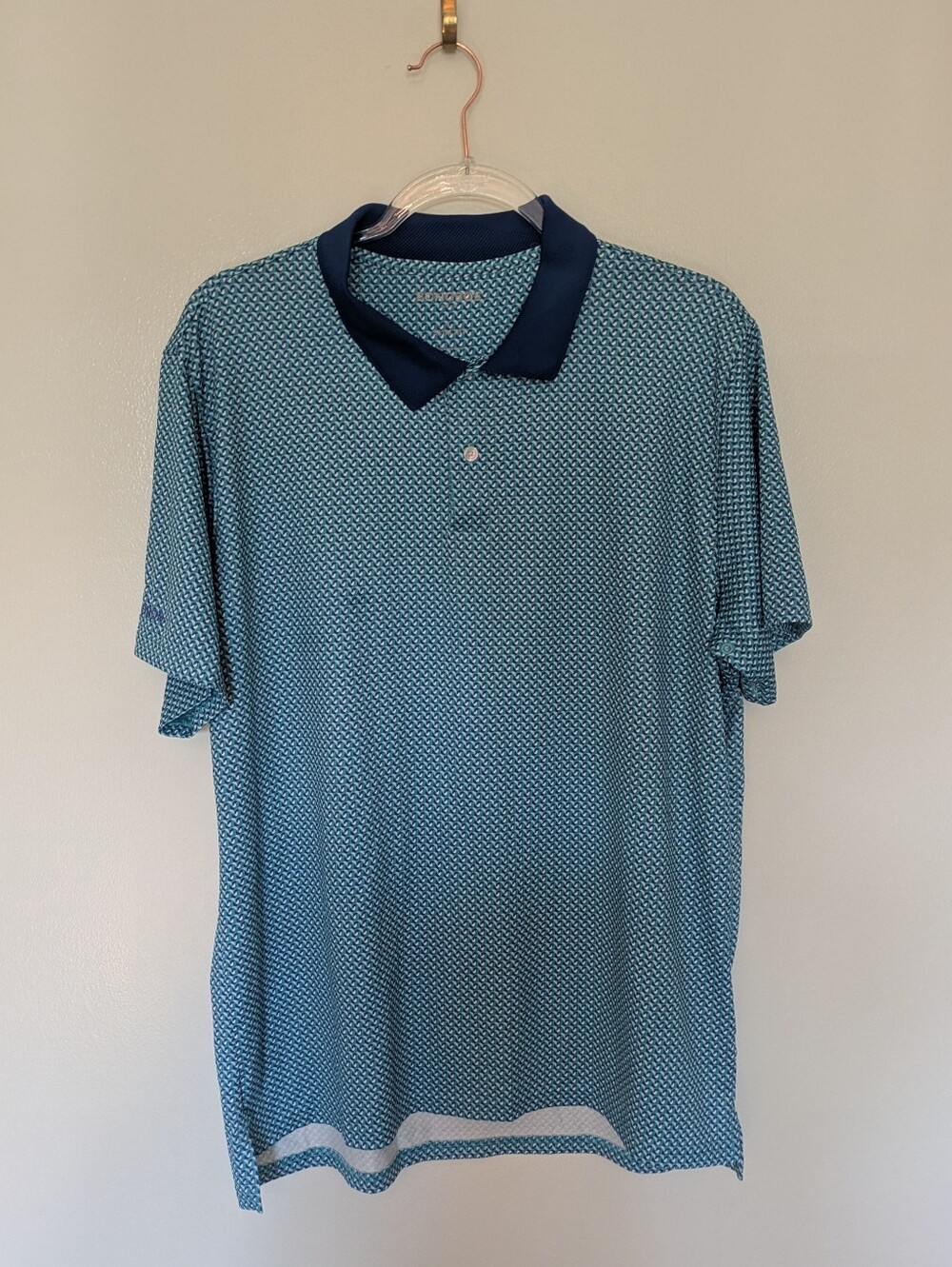 Bonobos Golf Polo Shirt Blue Pattern Slim Fit Large